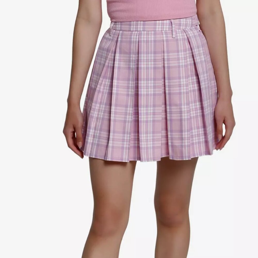 Hot Topic Sweet Society Pink and  Lavender Purple Plaid Pleated Mini Skirt